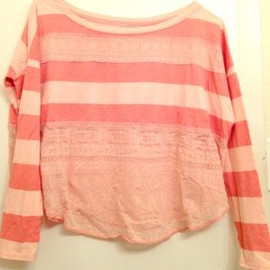 Free People Pink Long Sleeve Top
