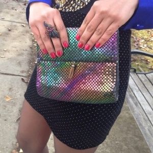 Black Velvet Mini Skirt w/ Sparkly Silver Dots