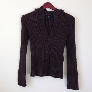 Gap dark brown hooded pullover sweater