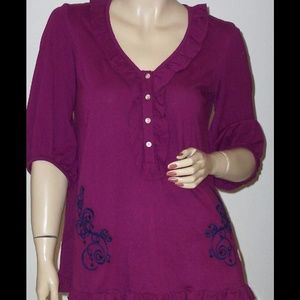 Odd Molly 136 Take Me to Crazy Embroidered Top 1 S Anthropologie Boho purple