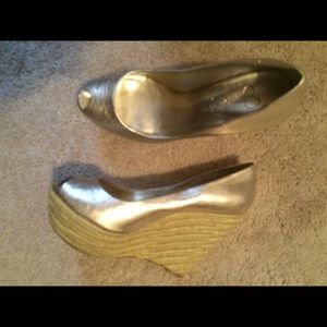 Gold wedge shoes
