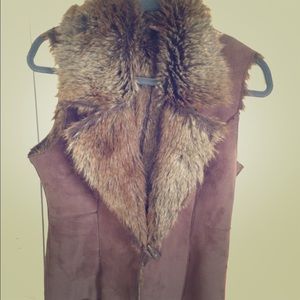 Fever faux fur and suede-look vest