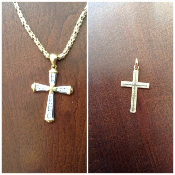 Gold necklace one with chain one without