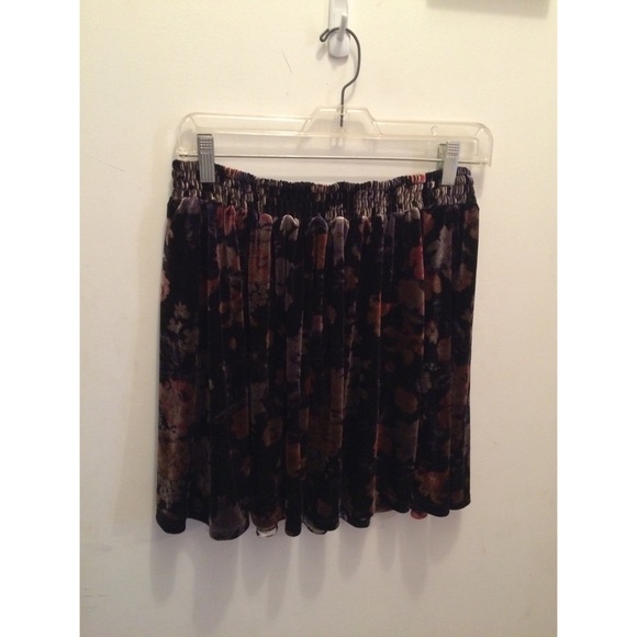 Velvet floral skirt