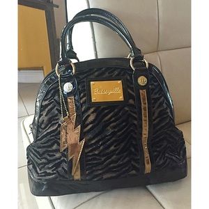 Black and glittery gold Betsey Johnson purse