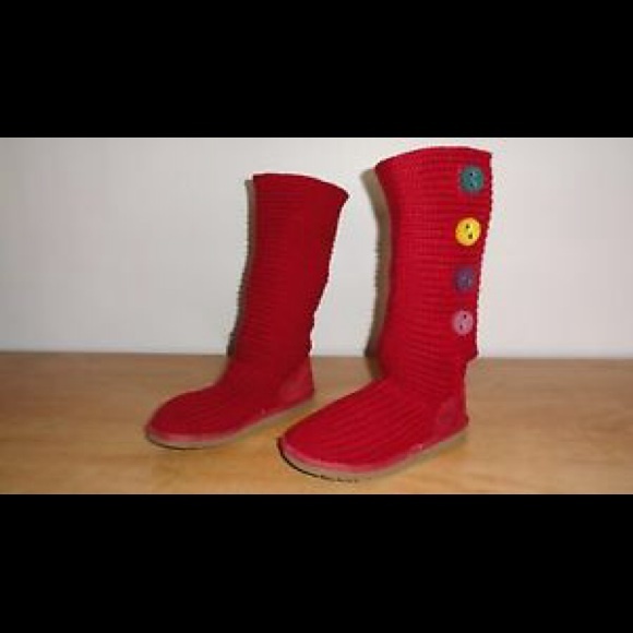 Red Knit Uggs with colored buttons!