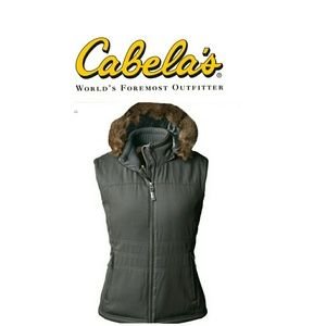 Cabela's Primaloft Down Feathered Fur Vest .