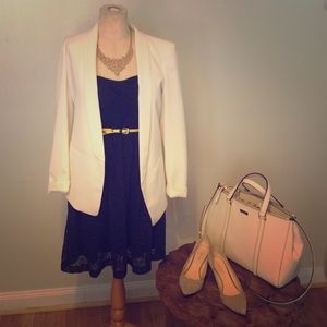 UO Navy Blue Lace Strapless Dress