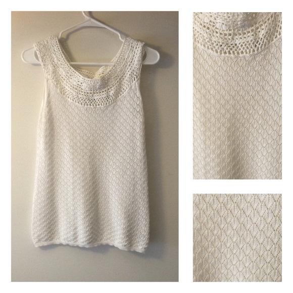 Dana Buchman White Crochet Top • Size Medium