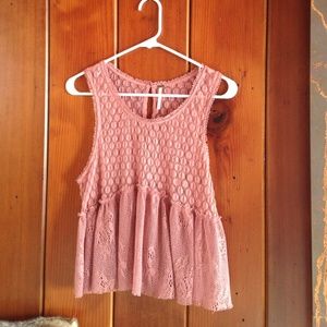 Free People sheer top in dusty rose sz S