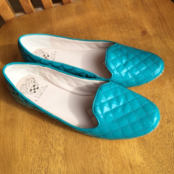 Vince Camuto Shoes - Vince Camuto teal quilted patent flats