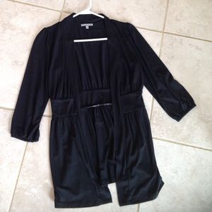 Black open front cardigan