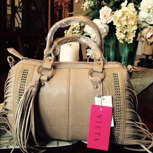 Tan Stylish Fringe Faux-Leather Handbag