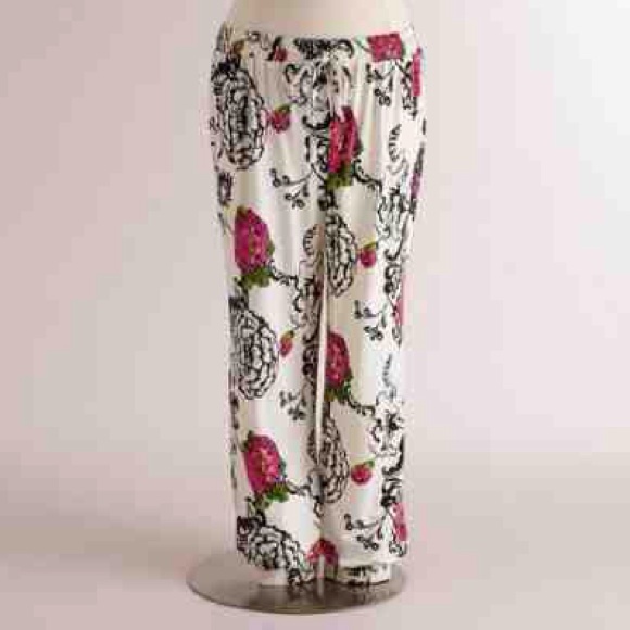 Black & Pink Floral Laurent Pajama Pants