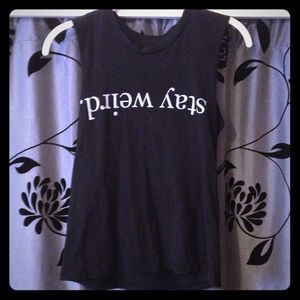 Black "Stay Weird" Brandy Melville Tank