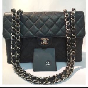 Sold out Chanel caviar jumbo flap bag SHW