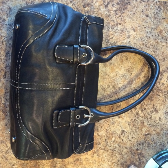 Black leather Coach purse