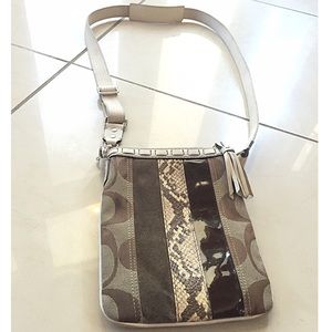 Brown leather and snake skin Coach purse