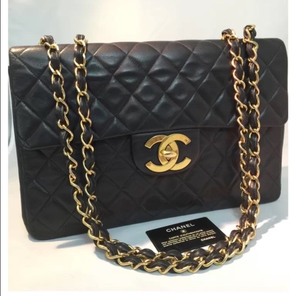 SOLD OUT Chanel classic maxi flap bag in black GHW