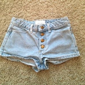 American Apparel light wash denim shorts