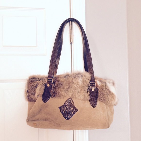 Gorgeous Nicole Miller suede & fur bag