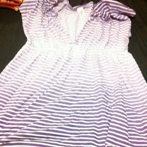 Purple striped dress.