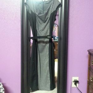 Grey and black dress with belt