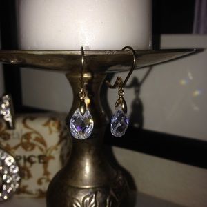 Multi faceted 'Diamonique'  teardrop earrings