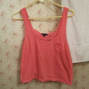 Coral tank top with crochet back