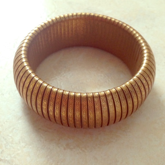 Vintage Gold Metallic Metal Antique Stretchy Bangle