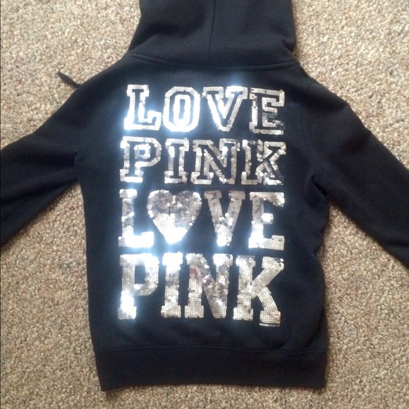 Victorias Secret PINK Black Bling Zip-Up!🎀