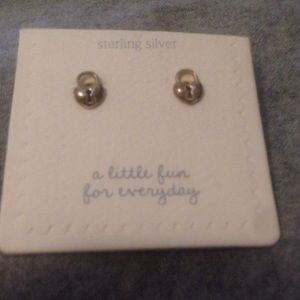 Sterling Silver Heart Lock Post Earrings