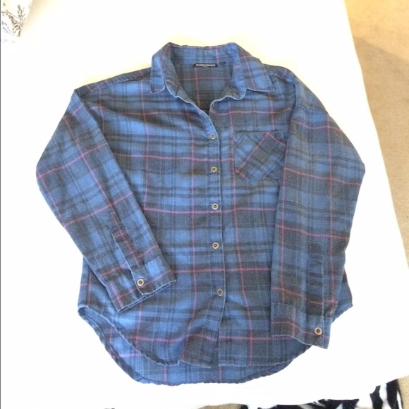 Brandy Melville blue and pink flannel