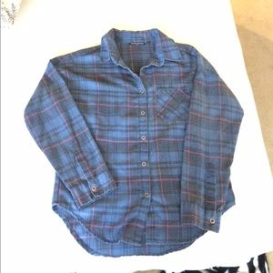 Brandy Melville blue and pink flannel