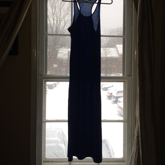 Long royal blue knit dress