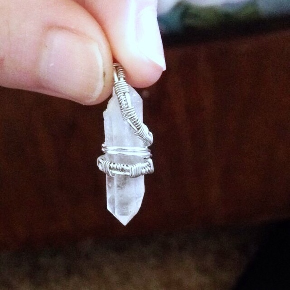 Quartz point wire wrap necklace