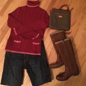 LOFT Red Turleneck Sweater