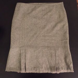 Gray Wool Pleated Pencil Skirt