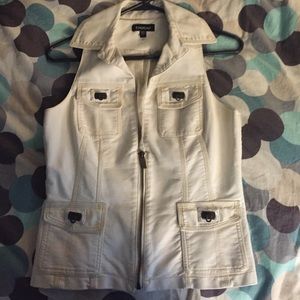 Bebe white leather vest