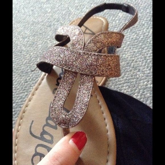 Gold glittered strappy sandals