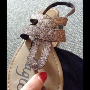 Gold glittered strappy sandals