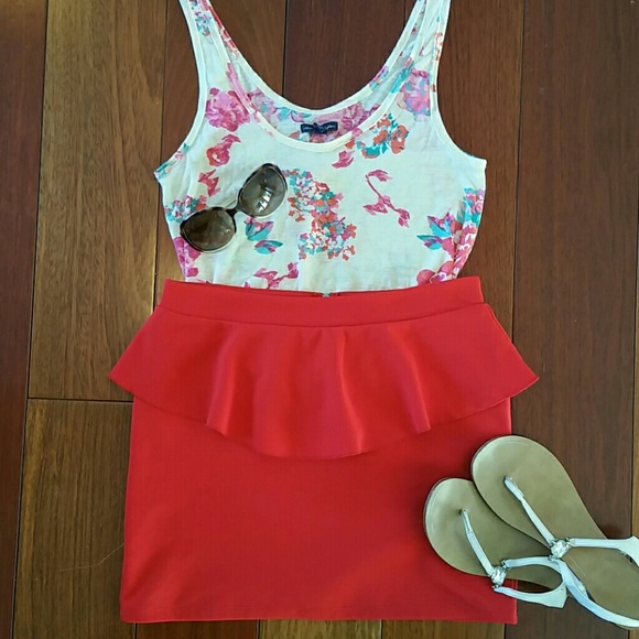 Xhilaration Dresses & Skirts - LAST CHANCE! Bright Red Peplum Body-Con Mini Skirt