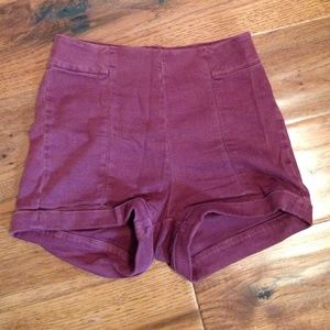 Dark Red High Waisted Shorts
