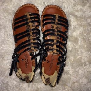 Black cheetah strappy sandals