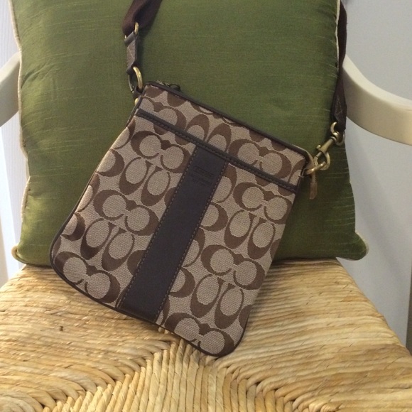 Genuine Coach crossbody - brown and tan