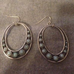 Silver and Turquoise Circle Dangle Earrings