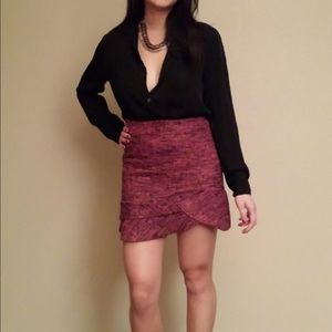 Tweed red flouncy skirt