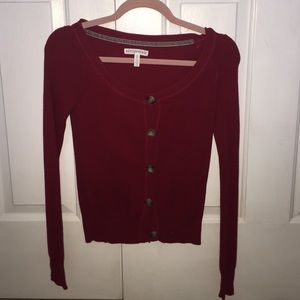 A red button up Cardigan