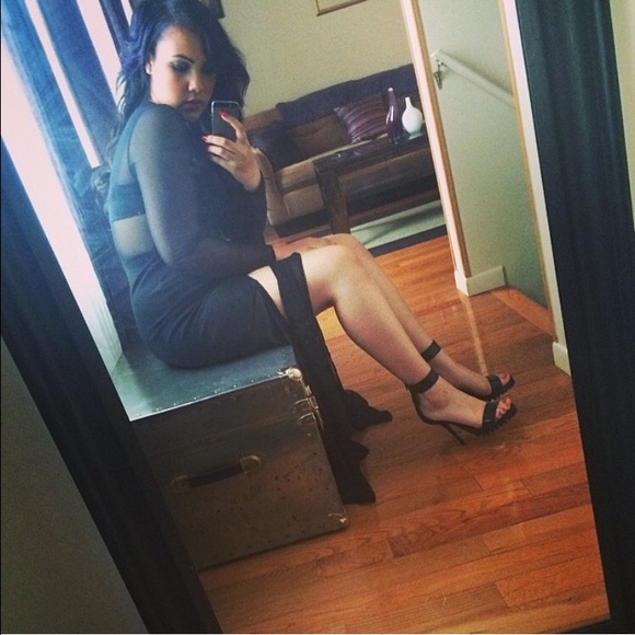 Black Cut out mesh dress