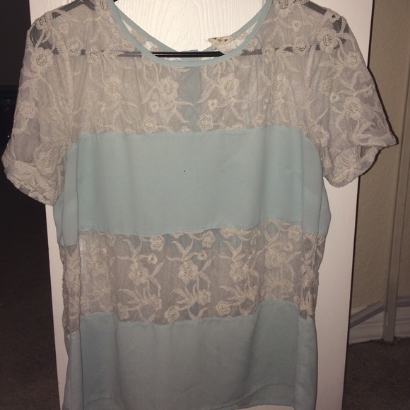 Lace white and teal